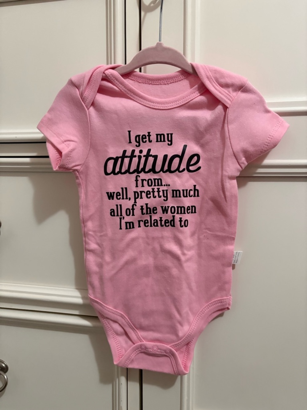 Pink Baby Onesie with Attitude Graphic